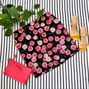 Talbots Petite Black Floral Pencil Skirt Size 12 Petite